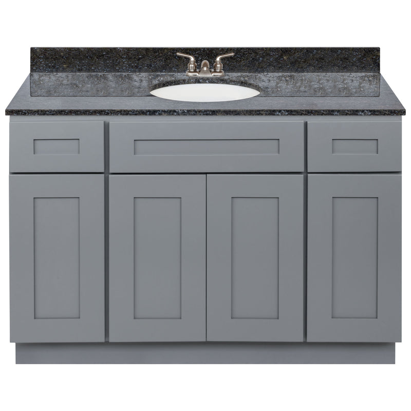 Cherry Bathroom Vanity 48", Blue Butterfly Granite Top, Faucet LB3B BB494-48CG-3B