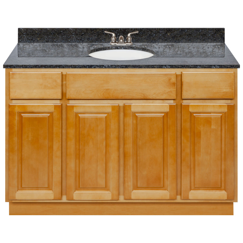 Brown Bathroom Vanity 48", Blue Butterfly Granite Top, Faucet LB3B BB494-48RC-3B