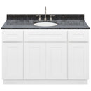 White Bathroom Vanity 48", Blue Butterfly Granite Top, Faucet LB7B BB498-48AW-7B