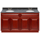 Cherry Double Bathroom Vanity 60", Blue Butterfly Granite Top, Faucet LB3B BB614-60CH-3B