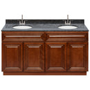 Brown Double Bathroom Vanity 60", Blue Butterfly Granite Top, Faucet LB6B BB614-60GN-6B