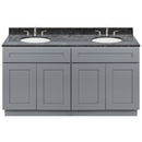 Cherry Double Bathroom Vanity 60", Blue Butterfly Granite Top, Faucet LB4B BB618-60CG-4B