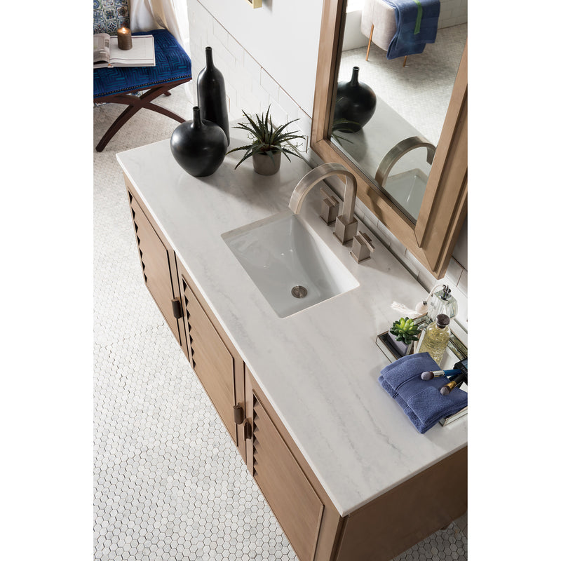 James Martin Portland 60" Single Vanity Whitewashed Walnut with 3 cm Arctic Fall Solid Surface Top 620-V60S-WW-3AF