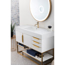 James Martin Columbia 48" Single Vanity Glossy White Radiant Gold with Glossy White Composite Top 388-V48-GW-RG-GW