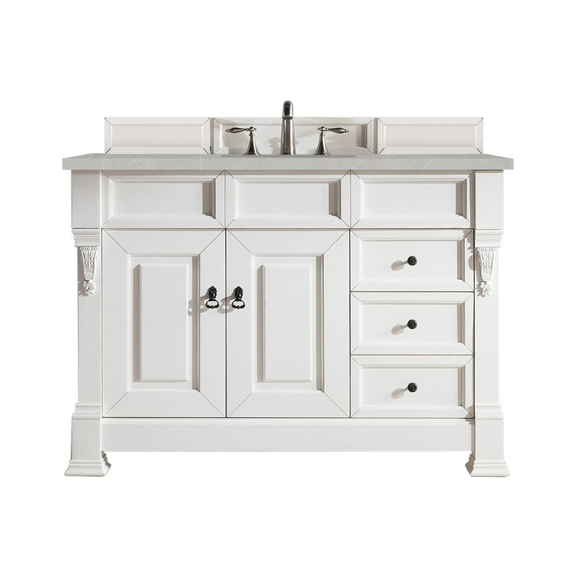 James Martin Brookfield 48" Bright White Single Vanity with 3 cm Eternal Serena Quartz Top 147-V48-BW-3ESR