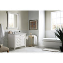 James Martin Brittany 36" Bright White Single Vanity with 3 cm Carrara Marble Top 650-V36-BW-3CAR