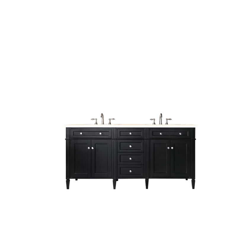 James Martin Brittany 72" Black Onyx Double Vanity with 3 cm Eternal Marfil Quartz Top 650-V72-BKO-3EMR