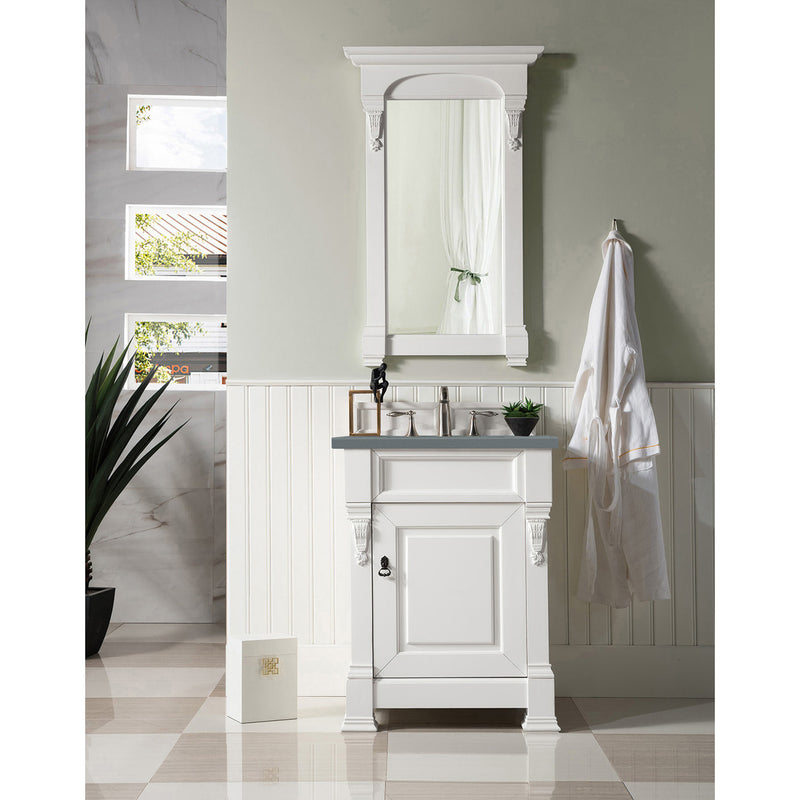 James Martin Brookfield 26" Bright White Single Vanity with 3 cm Cala Blue Quartz Top 147-V26-BW-3CBL