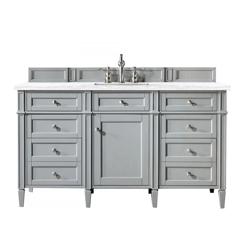 James Martin Brittany 60" Urban Gray Single Vanity with 3 cm Arctic Fall Solid Surface Top 650-V60S-UGR-3AF