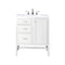 James Martin Addison 30" Single Vanity Cabinet Glossy White with 3 cm Carrara White Top E444-V30-GW-3CAR