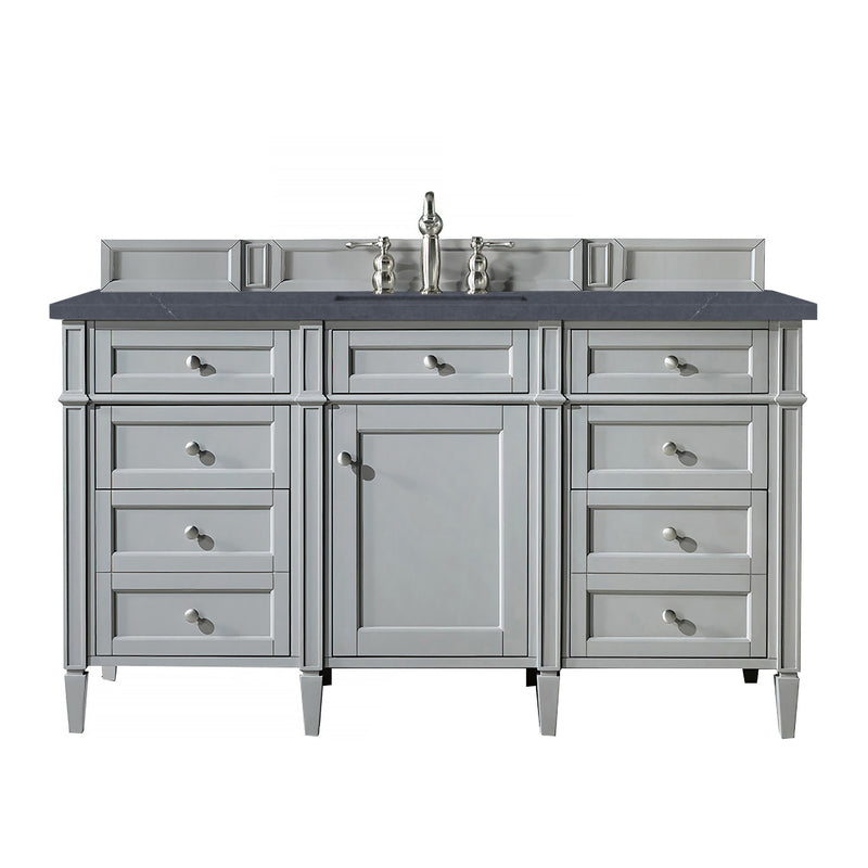 James Martin Brittany 60" Urban Gray Single Vanity with 3 cm Charcoal Soapstone Quartz Top 650-V60S-UGR-3CSP