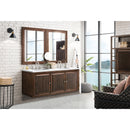 James Martin Athens 60" Double Vanity Cabinet Mid Century Acacia with 3 cm Classic White Quartz Top E645-V60D-MCA-3CLW