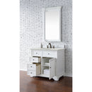 James Martin Savannah 36" Single Vanity Cabinet Bright White with 3 cm Eternal Jasmine Pearl Quartz Top 238-104-V36-BW-3EJP