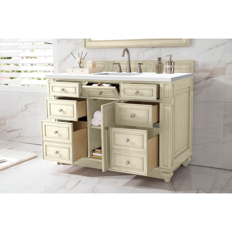 James Martin Bristol 48" Single Vanity Vintage Vanilla with 3 cm Classic White Quartz Top 157-V48-VV-3CLW