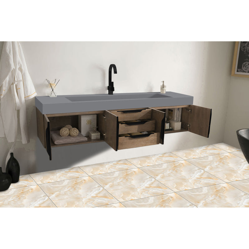 James Martin Mercer Island 72" Single Vanity Latte Oak Matte Black with Dusk Gray Glossy Composite Top 389-V72S-LTO-MB-DGG