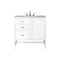 James Martin Addison 36" Single Vanity Cabinet Glossy White with 3 cm Eternal Jasmine Pearl Quartz Top E444-V36-GW-3EJP