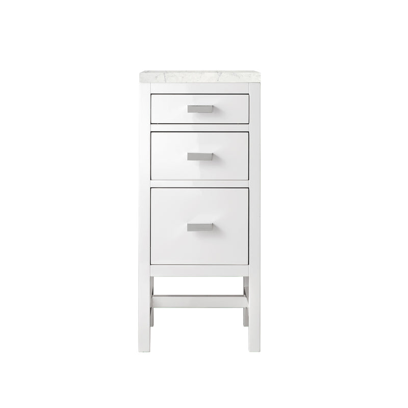 James Martin Addison 15" Base Cabinet with Drawers Glossy White with 3 cm Eternal Jasmine Pearl Quartz Top E444-BC15-GW-3EJP