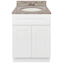 White Bathroom Vanity 24", Burlywood Granite Top, Faucet LB3B BU254-24AW-3B