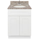 White Bathroom Vanity 24", Burlywood Granite Top, Faucet LB5B BU254-24AW-5B