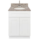 White Bathroom Vanity 24", Burlywood Granite Top, Faucet LB6B BU254-24AW-6B