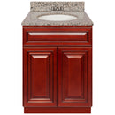 Cherry Bathroom Vanity 24", Burlywood Granite Top, Faucet LB3B BU254-24CH-3B