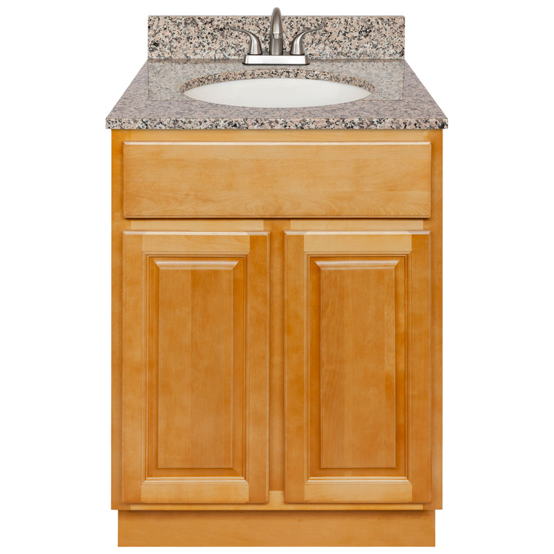 Brown Bathroom Vanity 24", Burlywood Granite Top, Faucet LB5B BU254-24RC-5B