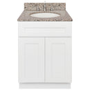 White Bathroom Vanity 24", Burlywood Granite Top, Faucet LB4B BU258-24AW-4B