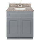 Cherry Bathroom Vanity 30", Burlywood Granite Top, Faucet LB6B BU314-30CG-6B