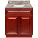 Cherry Bathroom Vanity 30", Burlywood Granite Top, Faucet LB3B BU314-30CH-3B