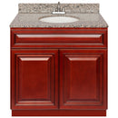 Cherry Bathroom Vanity 36", Burlywood Granite Top, Faucet LB5B BU374-36CH-5B