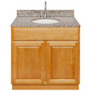 Brown Bathroom Vanity 36", Burlywood Granite Top, Faucet LB7B BU378-36RC-7B