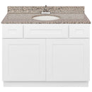 White Bathroom Vanity 42", Burlywood Granite Top, Faucet LB5B BU434-42AW-5B