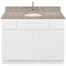 White Bathroom Vanity 42", Burlywood Granite Top, Faucet LB6B BU434-42AW-6B