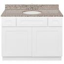 White Bathroom Vanity 42", Burlywood Granite Top, Faucet LB4B BU438-42AW-4B