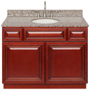 Cherry Bathroom Vanity 42", Burlywood Granite Top, Faucet LB7B BU438-42CH-7B