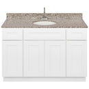 White Bathroom Vanity 48", Burlywood Granite Top, Faucet LB6B BU494-48AW-6B