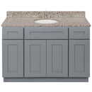 Cherry Bathroom Vanity 48", Burlywood Granite Top, Faucet LB4B BU498-48CG-4B