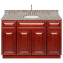 Cherry Bathroom Vanity 48", Burlywood Granite Top, Faucet LB7B BU498-48CH-7B