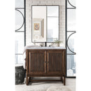 James Martin Athens 36" Single Vanity Cabinet Mid Century Acacia with 3 cm Carrara White Top E645-V36-MCA-3CAR