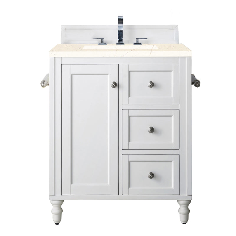 James Martin Copper Cove Encore 30" Single Vanity Bright White with 3 cm Eternal Marfil Quartz Top 301-V30-BW-3EMR