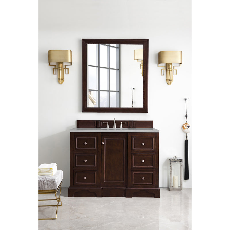 James Martin De Soto 48" Single Vanity Burnished Mahogany with 3 cm Eternal Serena Quartz Top 825-V48-BNM-3ESR