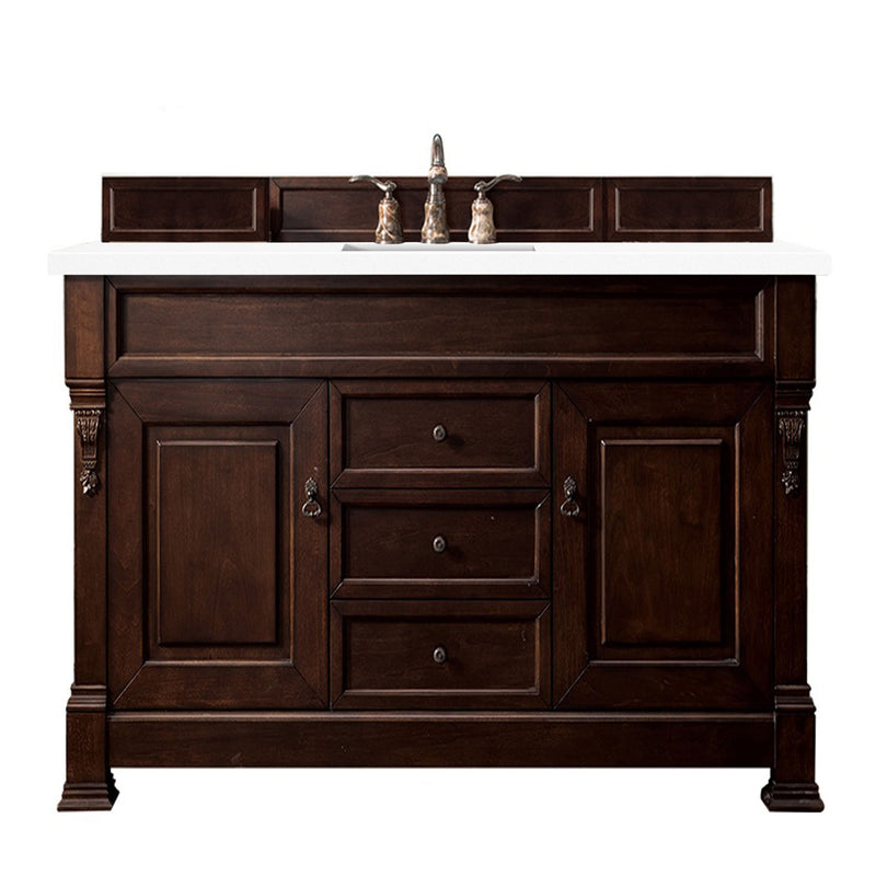 James Martin Brookfield 60" Burnished Mahogany Single Vanity with 3 cm Classic White Quartz Top 147-114-5361-3CLW