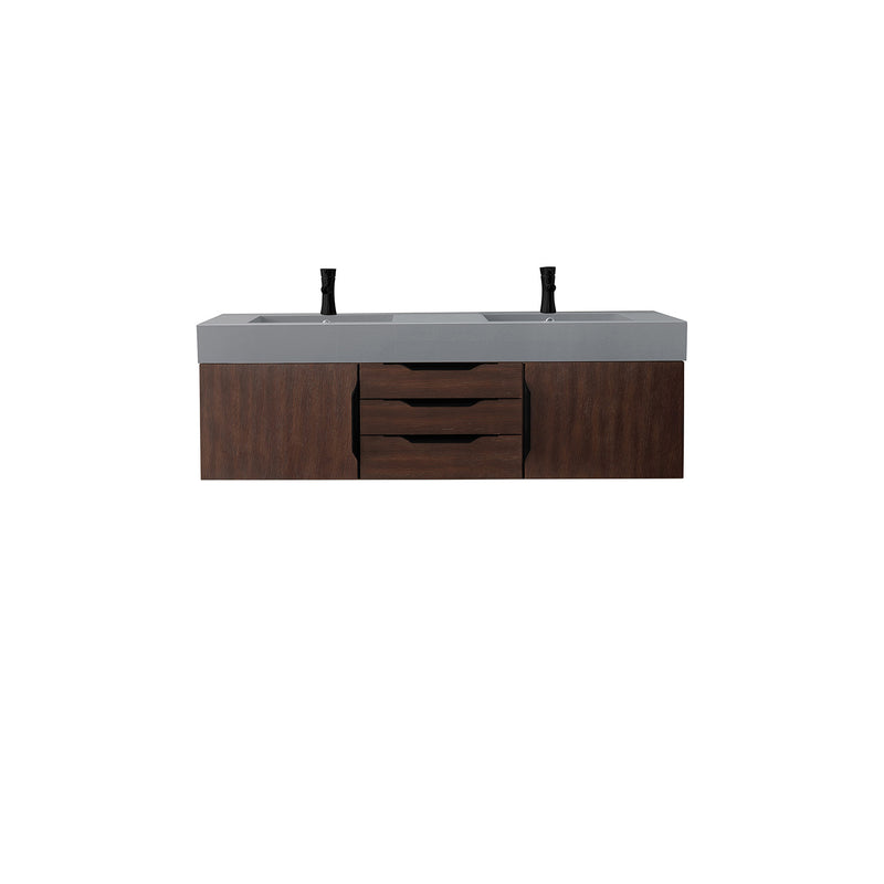 James Martin Mercer Island 59" Double Vanity Coffee Oak Matte Black with Dusk Grey Glossy Composite Top 389-V59D-CFO-MB-DGG