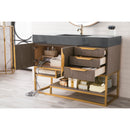 James Martin Columbia 48" Single Vanity Ash Gray Radiant Gold with Dusk Gray Glossy Composite Top 388-V48-AGR-RG-DGG