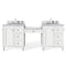 James Martin Copper Cove Encore 86" Double Vanity Set Bright White with Makeup Table 3 cm Carrara Marble Top 301-V86-BW-DU-3CAR