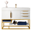 James Martin Columbia 48" Single Vanity Glossy White Radiant Gold with Glossy White Composite Top 388-V48-GW-RG-GW