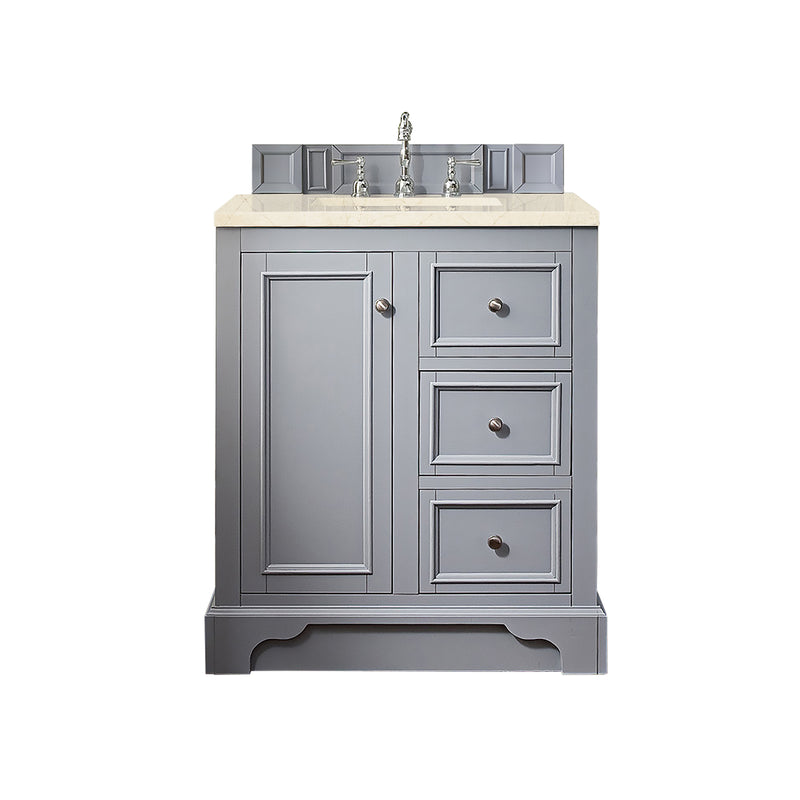 James Martin De Soto 30" Single Vanity Silver Gray with 3 cm Eternal Marfil Quartz Top 825-V30-SL-3EMR