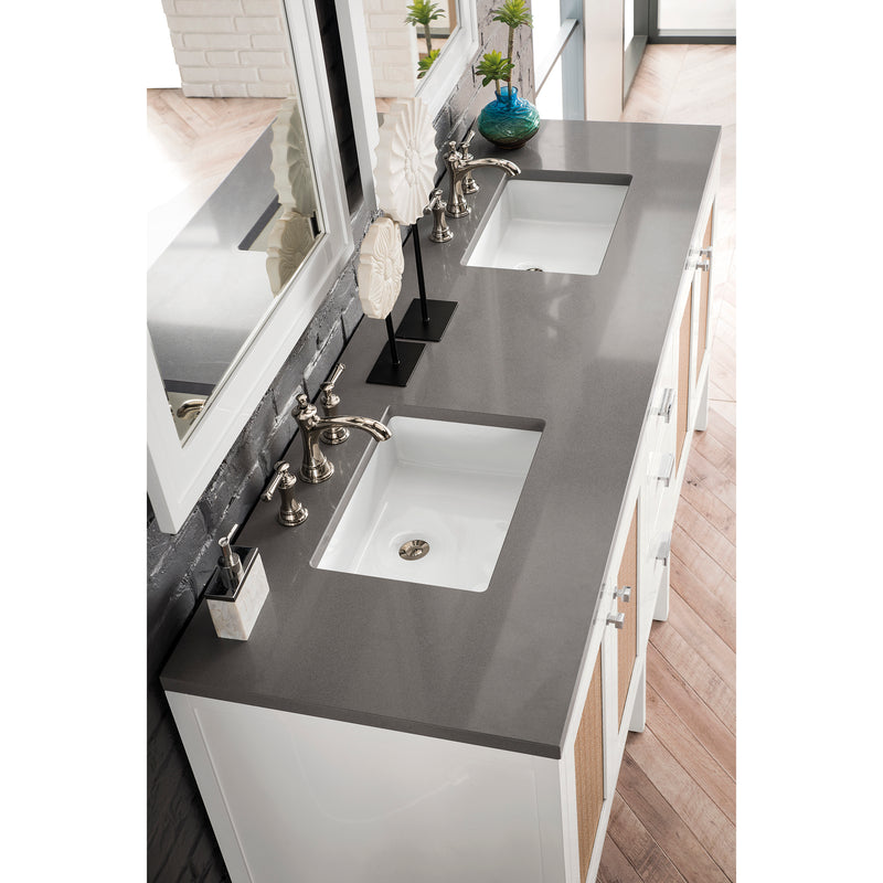 James Martin Addison 72" Double Vanity Cabinet Glossy White with 3 cm Gray Expo Quartz Top E444-V72-GW-3GEX