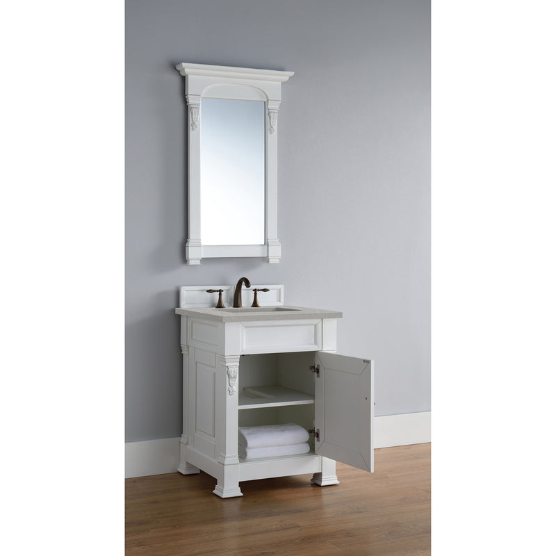 James Martin Brookfield 26" Bright White Single Vanity with 3 cm Eternal Serena Quartz Top 147-V26-BW-3ESR