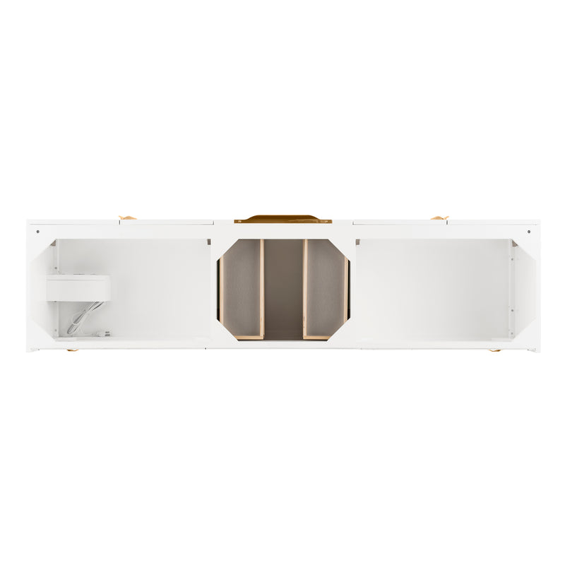 James Martin Mercer Island 72" Double Vanity Glossy White Radiant Gold 389-V72D-GW-G